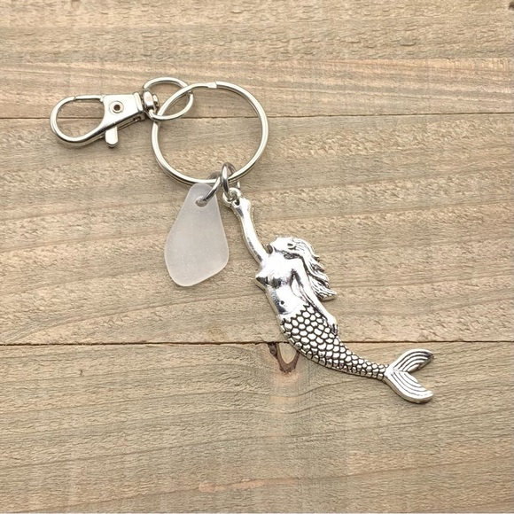Sea Glass Mermaid Beach Charm Key Chain| Seaglass Gift New Driver Keychain - Picture 3 of 6